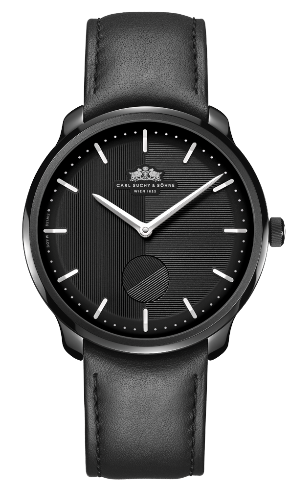 Waltz N°1 black dial black steel case Carl Suchy & Söhne Vienna